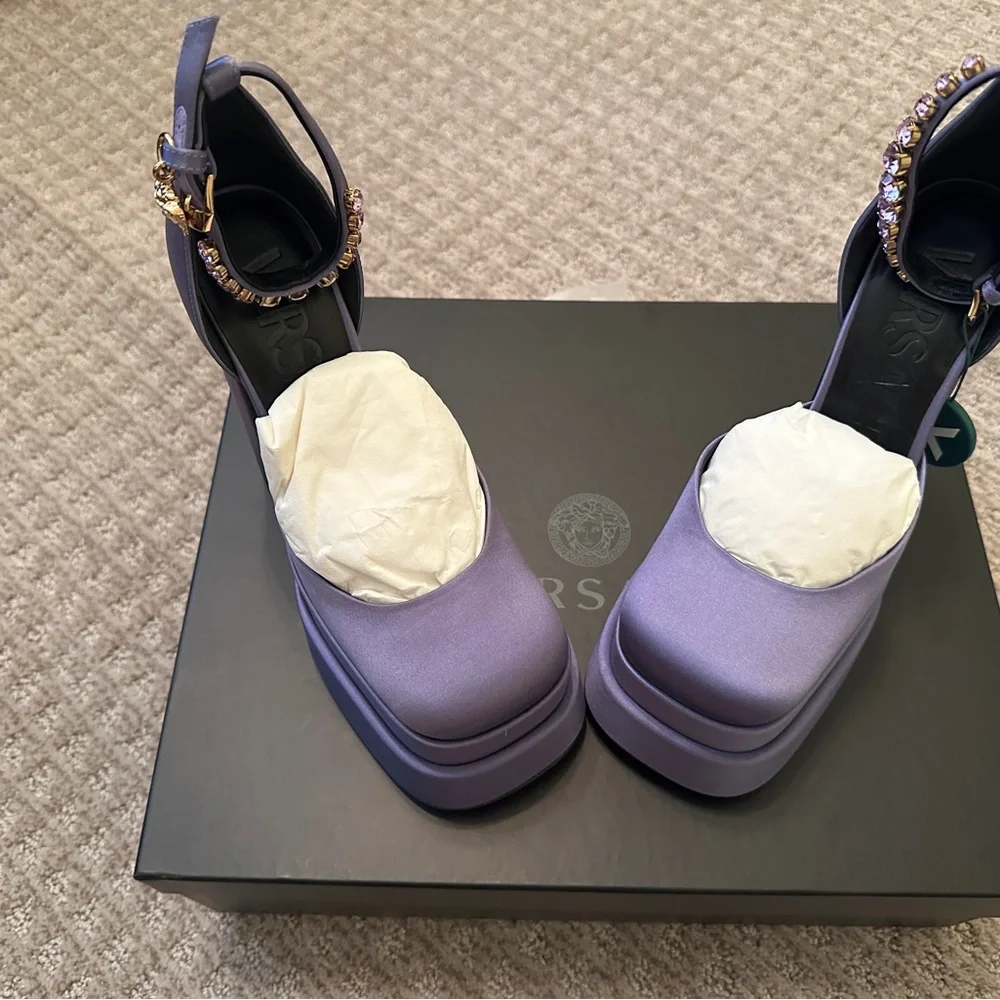 Versace Medusa Aevitas Platform Pump Lilac Satin Size 37 Stock X verified - Picture 5 of 7